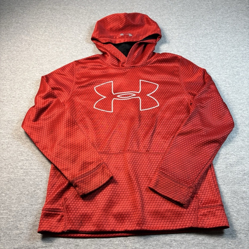 Under Armour Cold Gear Youth Large Loose Red Hoodie Boys Sweatshirt